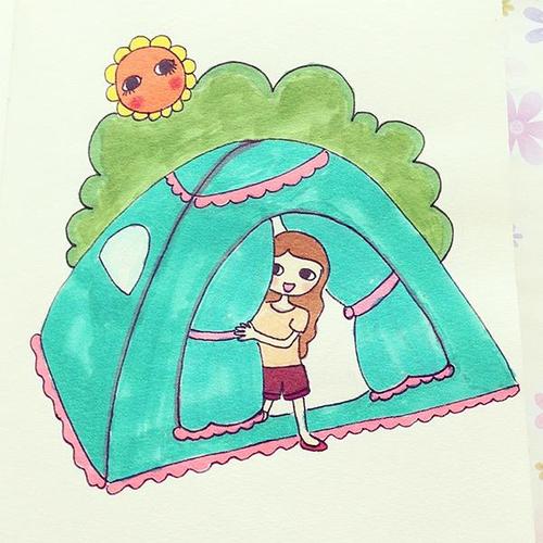 休闲帐篷手绘图片女装