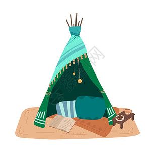 休闲帐篷手绘插画创意图
